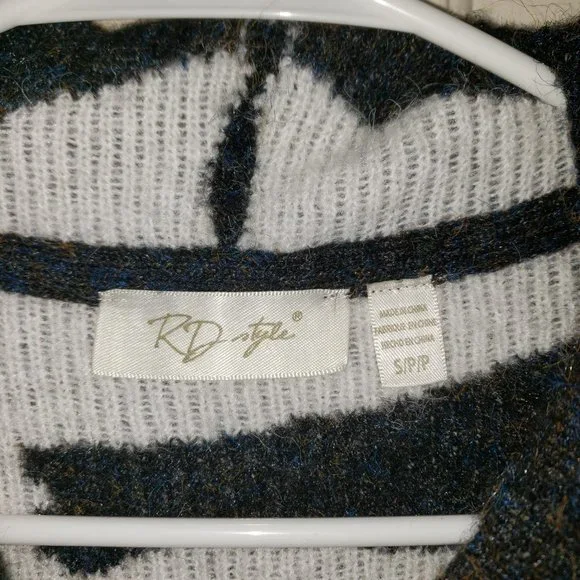 Women's wool sweater jacket with hoodie zebra print w/zipper black and white - Picture 5 of 6